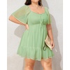 image:imageTalisea Plus Size Womens Sweetheart Neckline Dress Smocked Short Summer Sundress Chiffon Mini Cute Graduation DressesGreen Short Sleeve