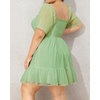 image:imageTalisea Plus Size Womens Sweetheart Neckline Dress Smocked Short Summer Sundress Chiffon Mini Cute Graduation DressesGreen Short Sleeve