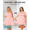 image:imageTalisea Plus Size Womens Sweetheart Neckline Dress Smocked Short Summer Sundress Chiffon Mini Cute Graduation DressesPink Short Sleeve