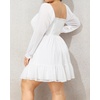 image:imageTalisea Plus Size Womens Sweetheart Neckline Dress Smocked Short Summer Sundress Chiffon Mini Cute Graduation DressesWhite Long Sleeve