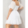 image:imageTalisea Plus Size Womens Sweetheart Neckline Dress Smocked Short Summer Sundress Chiffon Mini Cute Graduation DressesWhite Short Sleeve