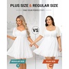 image:imageTalisea Plus Size Womens Sweetheart Neckline Dress Smocked Short Summer Sundress Chiffon Mini Cute Graduation DressesWhite Short Sleeve