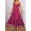 image:imageTalisea Summer Wedding Guest Dress Spaghetti Strap Formal Spring Cocktail Party Elegant A Line Long Maxi Dresses Slit WomenFloral Navy and Red