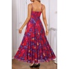 image:imageTalisea Summer Wedding Guest Dress Spaghetti Strap Formal Spring Cocktail Party Elegant A Line Long Maxi Dresses Slit WomenFloral Navy and Red