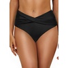 image:imageTalisea Women Full Coverage Bikini Bottom  V Cut Bathing Suit Bottoms Mid Waist Twist Front Swimsuit Bottom Swimwear 2025Black