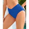 image:imageTalisea Women Full Coverage Bikini Bottom  V Cut Bathing Suit Bottoms Mid Waist Twist Front Swimsuit Bottom Swimwear 2025Blue