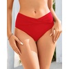 image:imageTalisea Women Full Coverage Bikini Bottom  V Cut Bathing Suit Bottoms Mid Waist Twist Front Swimsuit Bottom Swimwear 2025Red
