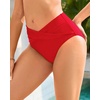 image:imageTalisea Women Full Coverage Bikini Bottom  V Cut Bathing Suit Bottoms Mid Waist Twist Front Swimsuit Bottom Swimwear 2025Red