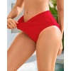 image:imageTalisea Women Full Coverage Bikini Bottom  V Cut Bathing Suit Bottoms Mid Waist Twist Front Swimsuit Bottom Swimwear 2025Red