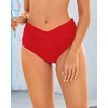 image:imageTalisea Women Full Coverage Bikini Bottom  V Cut Bathing Suit Bottoms Mid Waist Twist Front Swimsuit Bottom Swimwear 2025Red