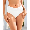 image:imageTalisea Women Full Coverage Bikini Bottom  V Cut Bathing Suit Bottoms Mid Waist Twist Front Swimsuit Bottom Swimwear 2025White