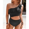 image:imageTalisea Women One Piece Cutout Swimsuits  One Shoulder Ruffle Cut Out Bathing Suit Swimwear Monokini 2025Black