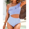 image:imageTalisea Women One Piece Cutout Swimsuits  One Shoulder Ruffle Cut Out Bathing Suit Swimwear Monokini 2025Blue Stripe