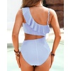 image:imageTalisea Women One Piece Cutout Swimsuits  One Shoulder Ruffle Cut Out Bathing Suit Swimwear Monokini 2025Blue Stripe