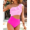 image:imageTalisea Women One Piece Cutout Swimsuits  One Shoulder Ruffle Cut Out Bathing Suit Swimwear Monokini 2025Pink