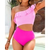 image:imageTalisea Women One Piece Cutout Swimsuits  One Shoulder Ruffle Cut Out Bathing Suit Swimwear Monokini 2025Pink