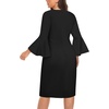 image:imageTalisea Women Plus Size Work Dress  Semi Formal Wedding Guest Church Business Office Interview V Neck Bell Sleeve DressBlack