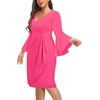 image:imageTalisea Women Plus Size Work Dress  Semi Formal Wedding Guest Church Business Office Interview V Neck Bell Sleeve DressHot Pink