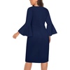 image:imageTalisea Women Plus Size Work Dress  Semi Formal Wedding Guest Church Business Office Interview V Neck Bell Sleeve DressNavy Blue