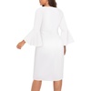 image:imageTalisea Women Plus Size Work Dress  Semi Formal Wedding Guest Church Business Office Interview V Neck Bell Sleeve DressWhite