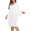 image:imageTalisea Women Plus Size Work Dress  Semi Formal Wedding Guest Church Business Office Interview V Neck Bell Sleeve DressWhite