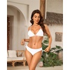 image:imageTalisea Womens Low Rise Bikini Bottoms  Side Tie Bathing Suit Swim Bottom Ruched Swimsuits SwimwearWhite
