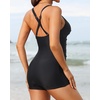 image:imageTalisea Womens One Piece Swimsuit with Shorts Boyshorts Boyleg 2025 Cutout Bathing Suit Criss Cross SwimwearBlack