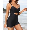 image:imageTalisea Womens One Piece Swimsuit with Shorts Boyshorts Boyleg 2025 Cutout Bathing Suit Criss Cross SwimwearBlack