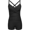 image:imageTalisea Womens One Piece Swimsuit with Shorts Boyshorts Boyleg 2025 Cutout Bathing Suit Criss Cross SwimwearBlack