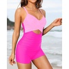 image:imageTalisea Womens One Piece Swimsuit with Shorts Boyshorts Boyleg 2025 Cutout Bathing Suit Criss Cross SwimwearPink