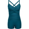 image:imageTalisea Womens One Piece Swimsuit with Shorts Boyshorts Boyleg 2025 Cutout Bathing Suit Criss Cross SwimwearTeal