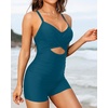 image:imageTalisea Womens One Piece Swimsuit with Shorts Boyshorts Boyleg 2025 Cutout Bathing Suit Criss Cross SwimwearTeal