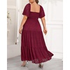 image:imageTalisea Womens Plus Size Floral Lace Wedding Boho Dress Flowy Smocked Tiered Maxi DressBurgundy