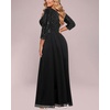 image:imageTalisea Womens Plus Size Formal Dresses  V Neck 34 Sleeve Sequin Prom Evening Gowns Long Maxi DressBlack
