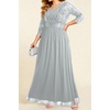 image:imageTalisea Womens Plus Size Formal Dresses  V Neck 34 Sleeve Sequin Prom Evening Gowns Long Maxi DressGray