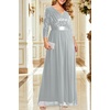 image:imageTalisea Womens Plus Size Formal Dresses  V Neck 34 Sleeve Sequin Prom Evening Gowns Long Maxi DressGray