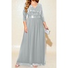 image:imageTalisea Womens Plus Size Formal Dresses  V Neck 34 Sleeve Sequin Prom Evening Gowns Long Maxi DressGray