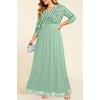 image:imageTalisea Womens Plus Size Formal Dresses  V Neck 34 Sleeve Sequin Prom Evening Gowns Long Maxi DressMint Green