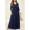 image:imageTalisea Womens Plus Size Formal Dresses  V Neck 34 Sleeve Sequin Prom Evening Gowns Long Maxi DressNavy Blue