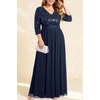 image:imageTalisea Womens Plus Size Formal Dresses  V Neck 34 Sleeve Sequin Prom Evening Gowns Long Maxi DressNavy Blue