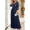 image:imageTalisea Womens Plus Size Formal Dresses  V Neck 34 Sleeve Sequin Prom Evening Gowns Long Maxi DressNavy Blue