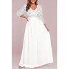 image:imageTalisea Womens Plus Size Formal Dresses  V Neck 34 Sleeve Sequin Prom Evening Gowns Long Maxi DressWhite