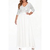 image:imageTalisea Womens Plus Size Formal Dresses  V Neck 34 Sleeve Sequin Prom Evening Gowns Long Maxi DressWhite