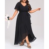 image:imageTalisea Womens Plus Size Long Dress Chiffon High Low Split Ruffle Evening Bridesmaid Wedding Guest Formal Maxi DressesBlack