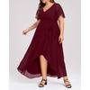 image:imageTalisea Womens Plus Size Long Dress Chiffon High Low Split Ruffle Evening Bridesmaid Wedding Guest Formal Maxi DressesBurgundy