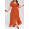 image:imageTalisea Womens Plus Size Long Dress Chiffon High Low Split Ruffle Evening Bridesmaid Wedding Guest Formal Maxi DressesBurnt Orange