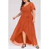 image:imageTalisea Womens Plus Size Long Dress Chiffon High Low Split Ruffle Evening Bridesmaid Wedding Guest Formal Maxi DressesBurnt Orange