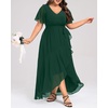 image:imageTalisea Womens Plus Size Long Dress Chiffon High Low Split Ruffle Evening Bridesmaid Wedding Guest Formal Maxi DressesEmerald Green