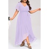 image:imageTalisea Womens Plus Size Long Dress Chiffon High Low Split Ruffle Evening Bridesmaid Wedding Guest Formal Maxi DressesLavender