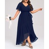 image:imageTalisea Womens Plus Size Long Dress Chiffon High Low Split Ruffle Evening Bridesmaid Wedding Guest Formal Maxi DressesNavy Blue